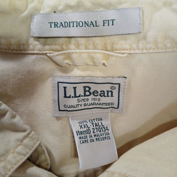 LL Bean Mens Shirt 2XLT Yellow Traditional Outdoor Hiking Button Up Casual Y2k - Picture 2 of 8